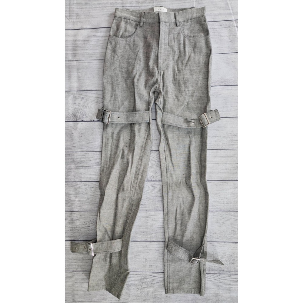 JWG Pants Womens 30" Gray Strap Detail Buckle Straight Leg Streetwear Edgy